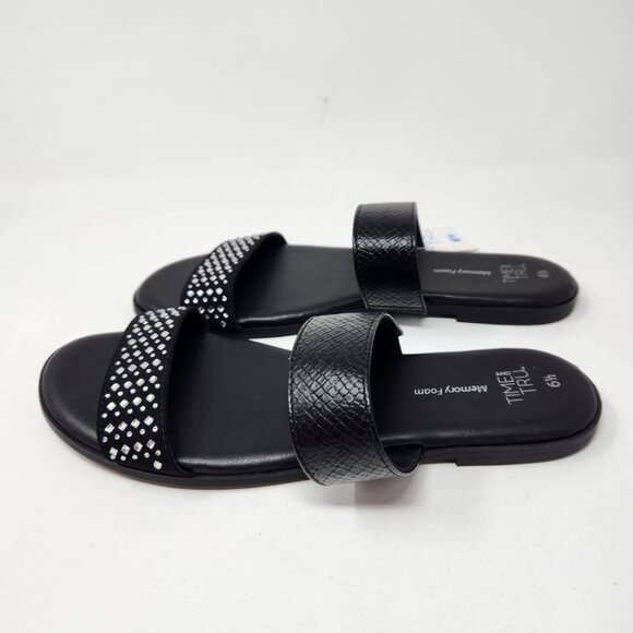 Time And Tru Women's Memory Foam Black Sandals 6.5 - Picture 6 of 9